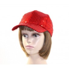  Red Lightweight Satin Sewn On Sequins Baseball Cap Hat Society Ladies  eb-26878426